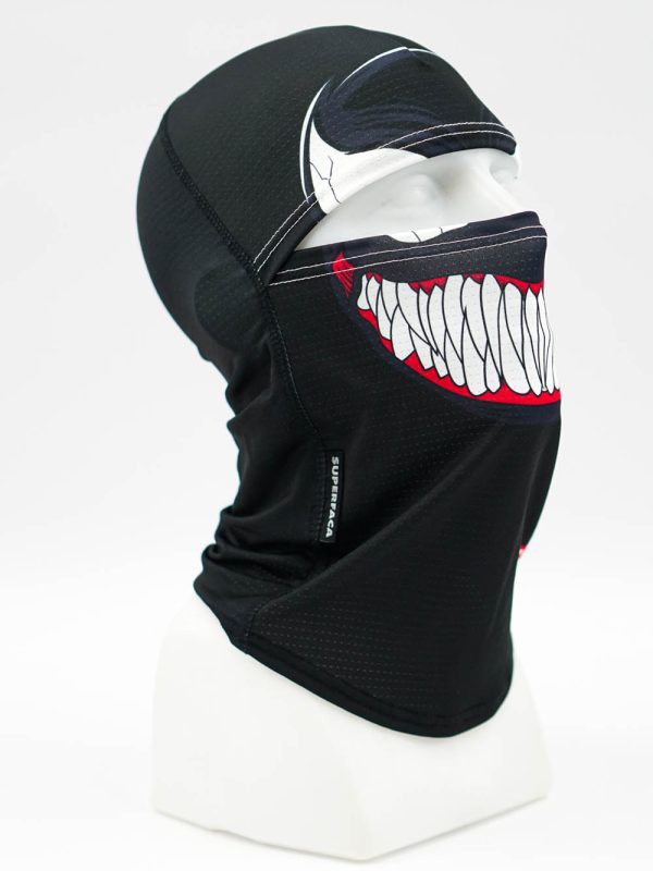 Black balaclava with a graphic of white teeth across the mouth area and a small SUPREMA label on the side