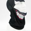 Black balaclava with a white, toothy grin graphic around the mouth area, displayed on a white mannequin head.