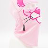 Pink balaclava-style face mask featuring a large cartoon cat face with pink and magenta lines and black whiskers.